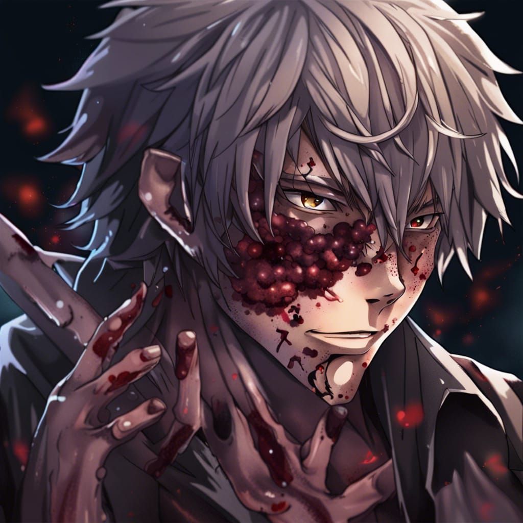 Demonic Human Hybrid Heals on Battlefield: Anime Style