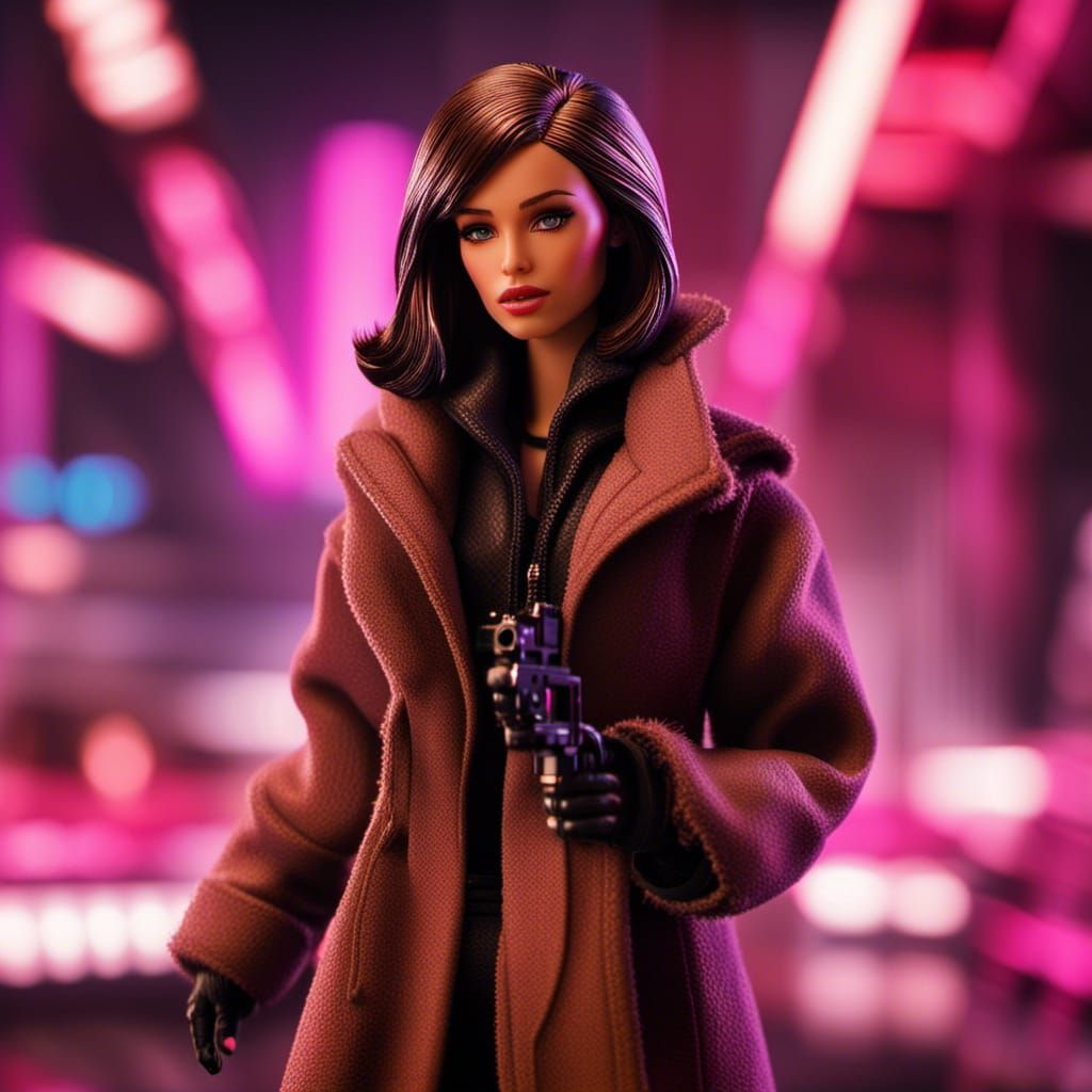 Hyperrealistic Barbie Movie Scene in Blade Runner 2049