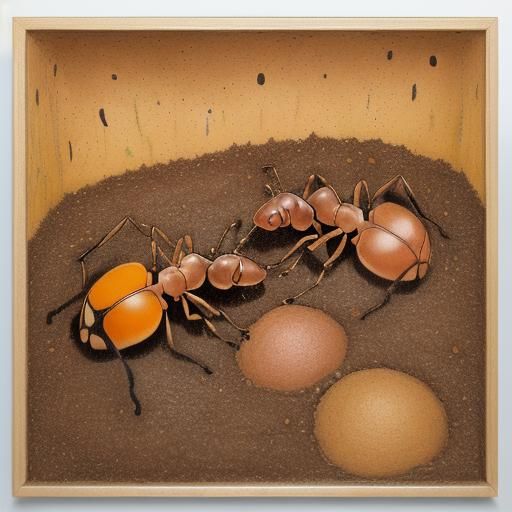 Detailed Oil Pastel Drawing of an Ant Hill