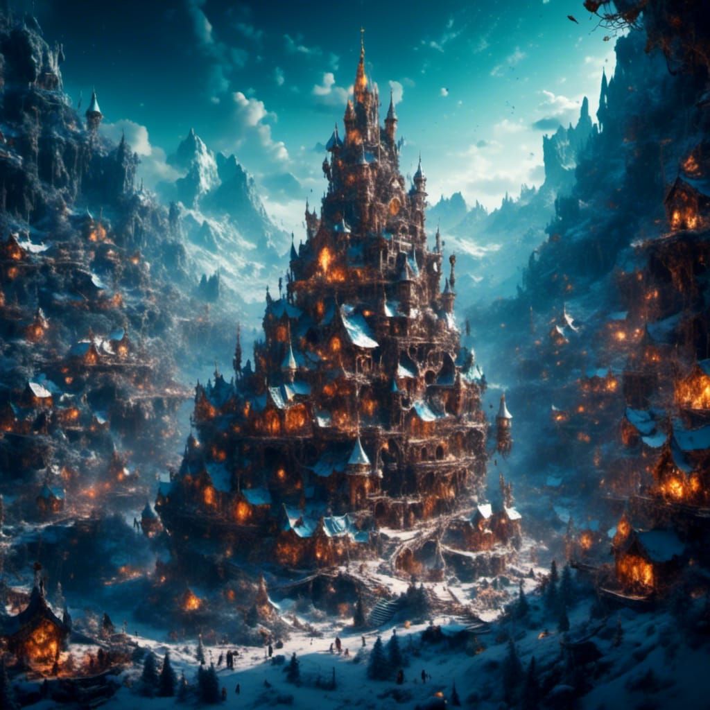 Fantastical Christmas Scene in Detailed Matte Painting