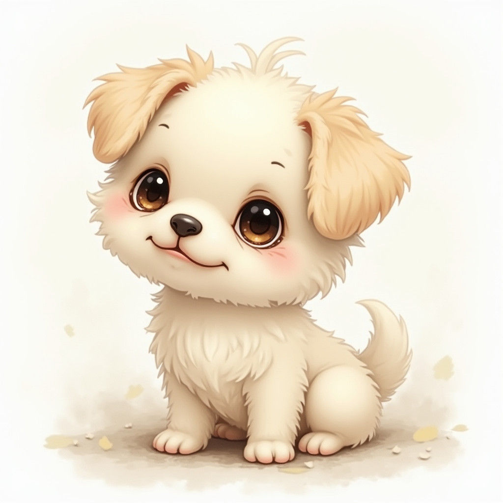 Whimsical Watercolor Dog Illustration