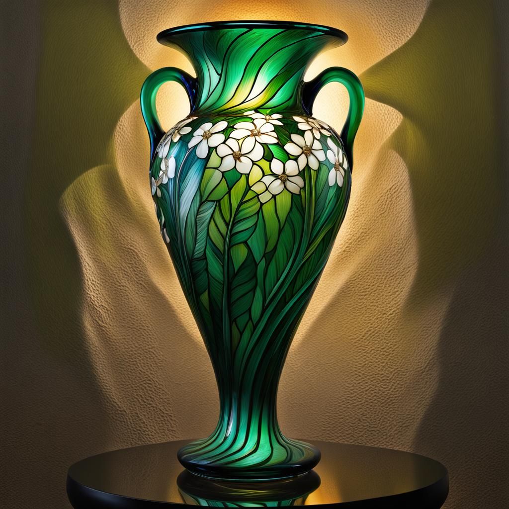 Phoenician Art Nouveau Vase with Woven Woman