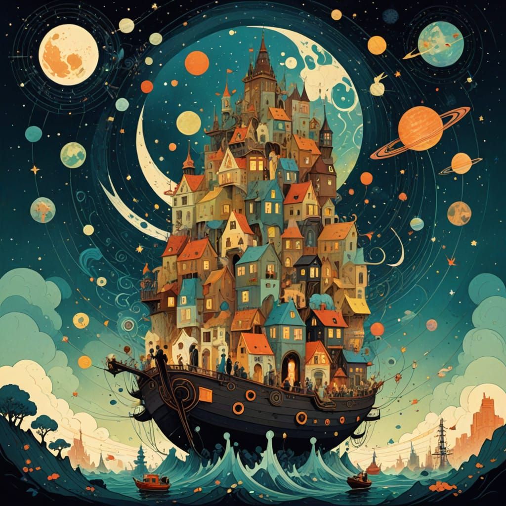 Celestial Architects in Whimsical Fantasy Style