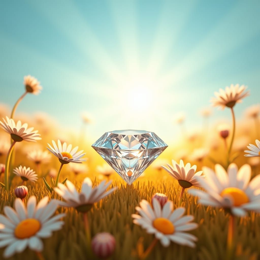 Diamond and Daisy Bloom: 3D Digital Art