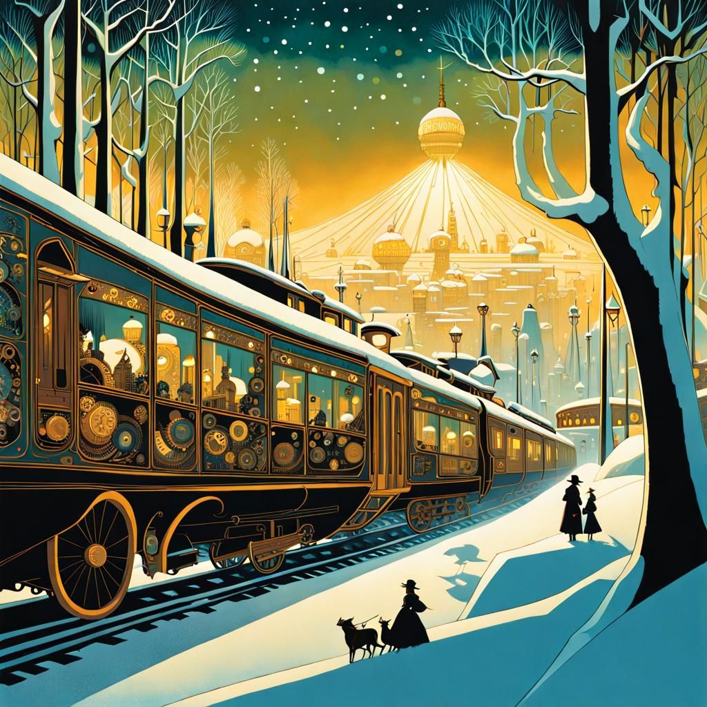 Steampunk Winter Wonderland with Trains and Airships