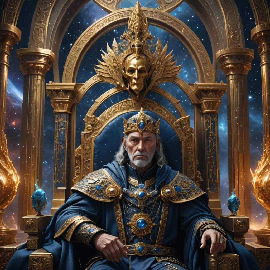 Regal Galactic Emperor in Sci-Fi Throne Room