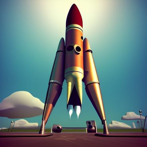 Retro Futuristic Rocket Launch Site: Sci-Fi Art