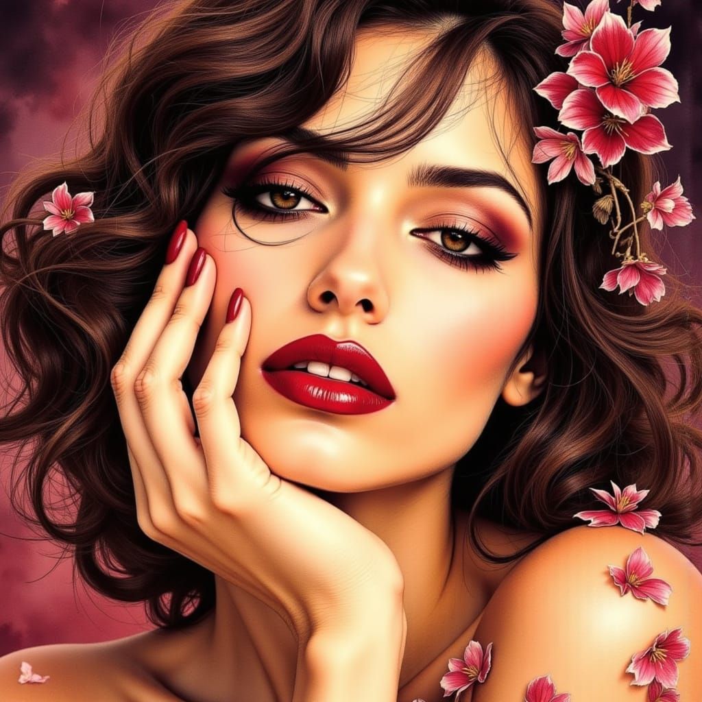 Elegant Enchantress in Moody Watercolor