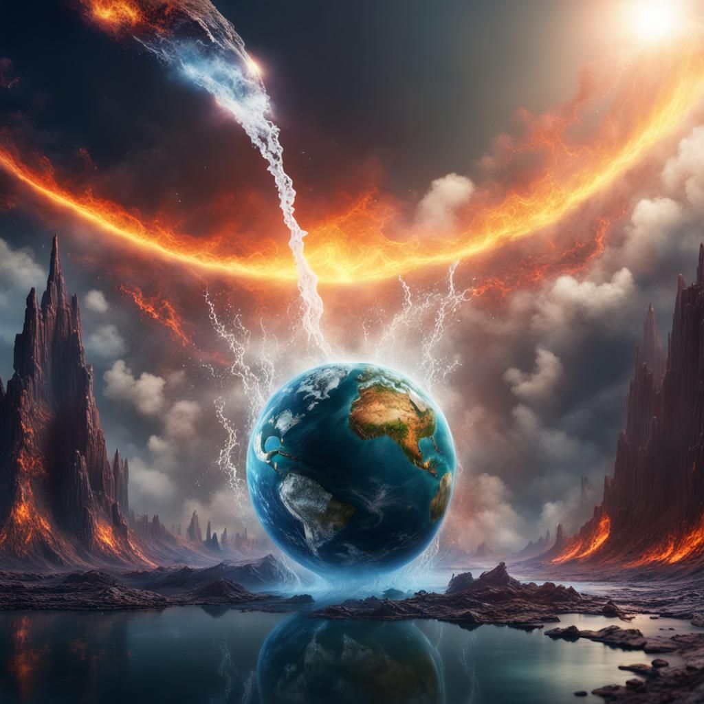 Burning Earth Being Doused, Galaxy Background