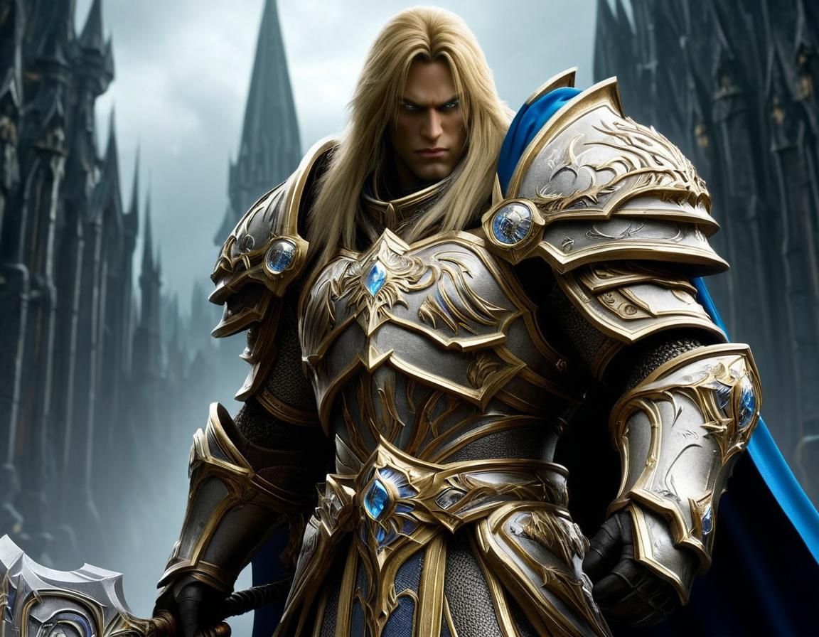 Knight Prince in Silver and Gold Armor