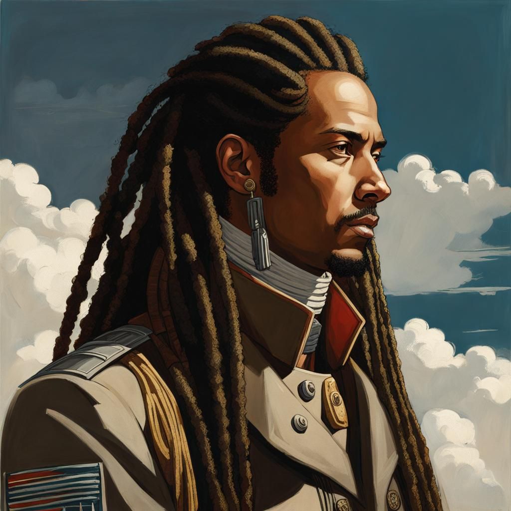 portrait of a long hair (dreadlocks:1.9) character looking away,