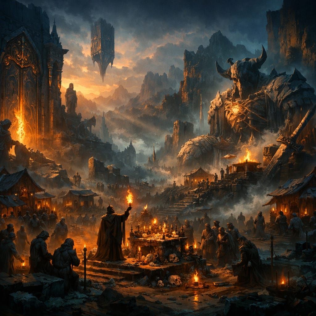 Dark Fantasy Ruins Civilization Concept Art