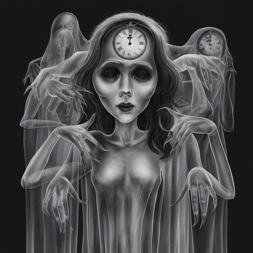 Surreal Female Ghost as Salvador Dali Illustration