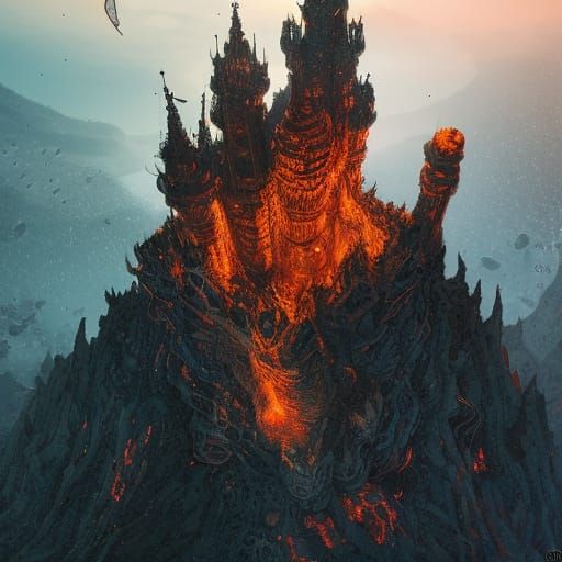 Epic Lava Castle on Volcano Mountain