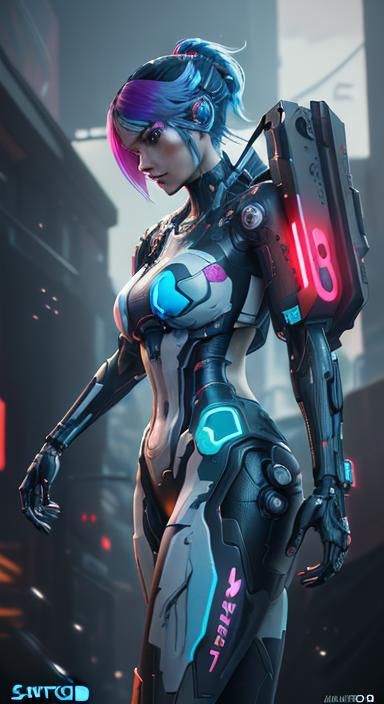 Nintendo Switch Girl in Cyberpunk Anime Style