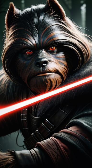 Wookiee Sith Lord on Endor in Hyperrealistic Style