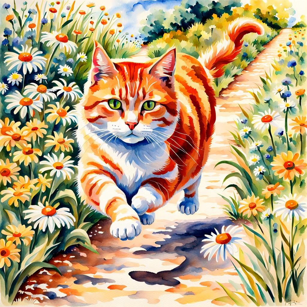 running ginger cat