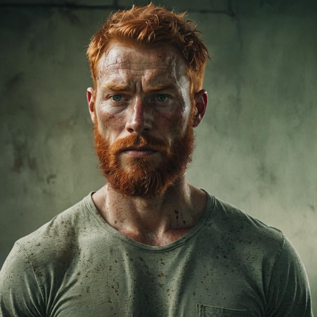 Rugged Redhead Portrait in Fauvist Expressionism