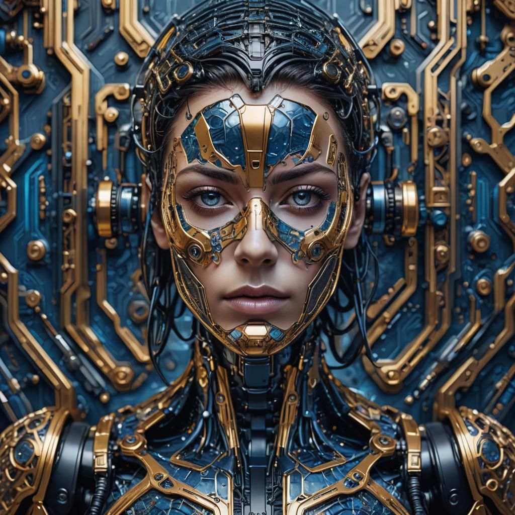 Futuristic Android Portrait with Graphene Skin