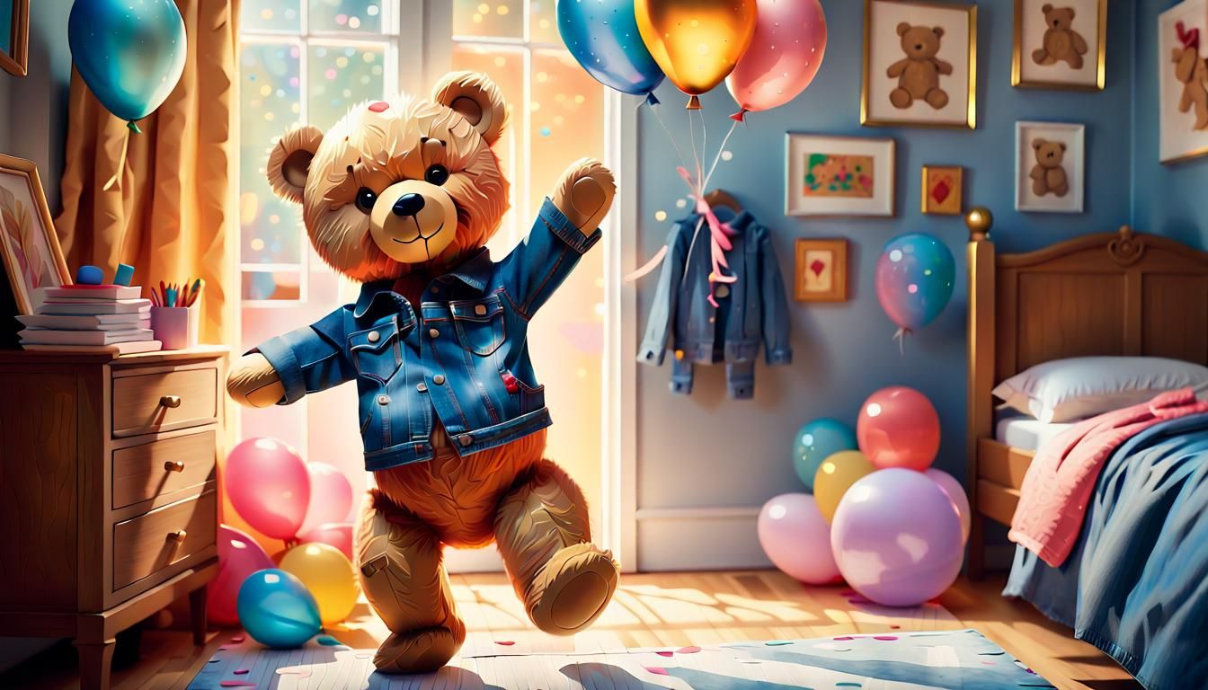 Teddy Bear's Joyful Dance: Children's Book Illustration