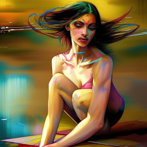 Stunning Beauty in Ink Splash Art Style