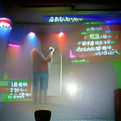 Lively Karaoke Scene with Singer on Stage