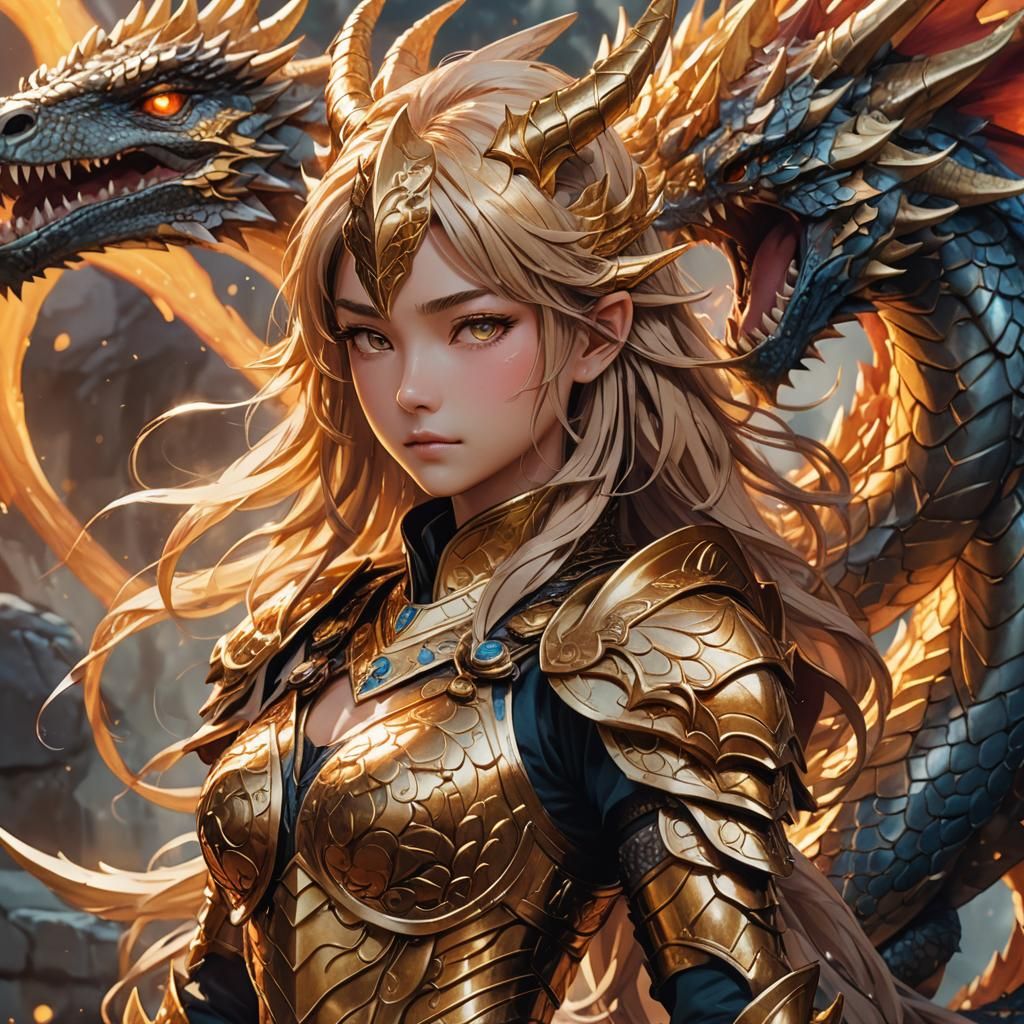 Anime Dragoness Warrior with Ethereal Glow