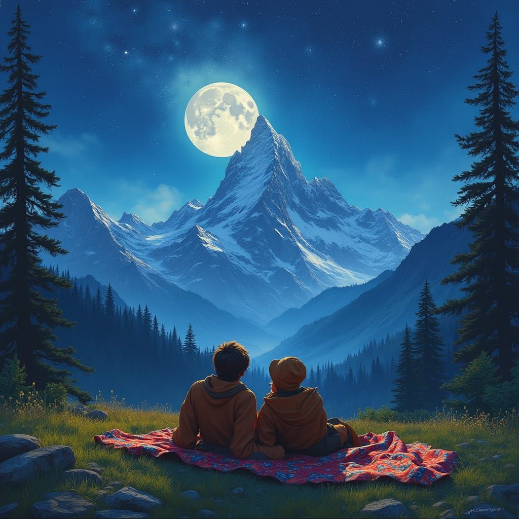 Moonlit Night in the Mountains