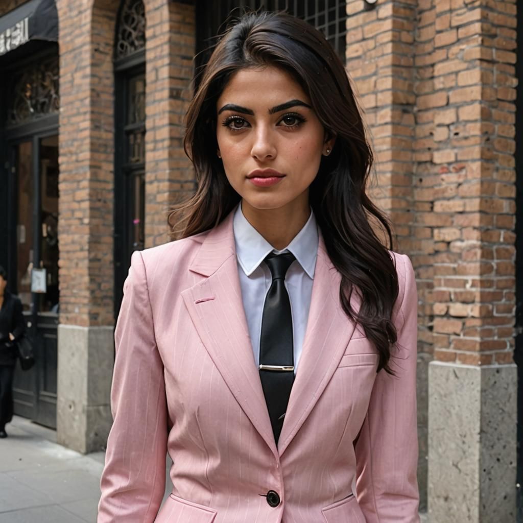 Young Iranian Lady in Pinstripe Suit