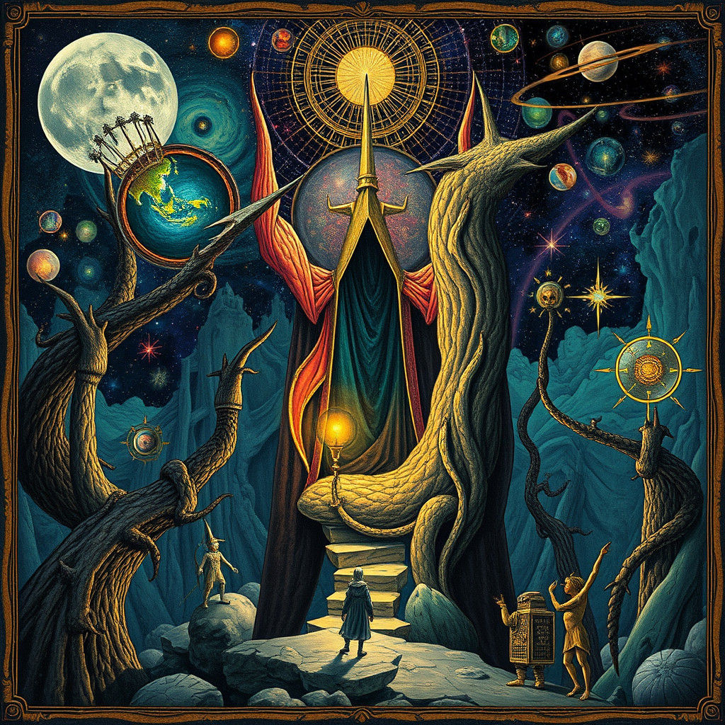 Cosmic Hieronymus Bosch Illustration in Mixed Media