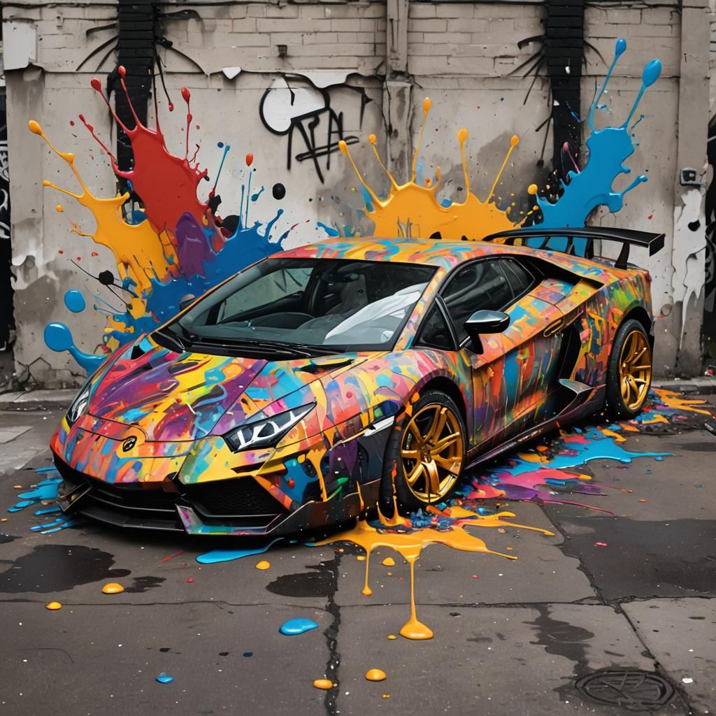 Colorful Graffiti Splash Art Lamborghini