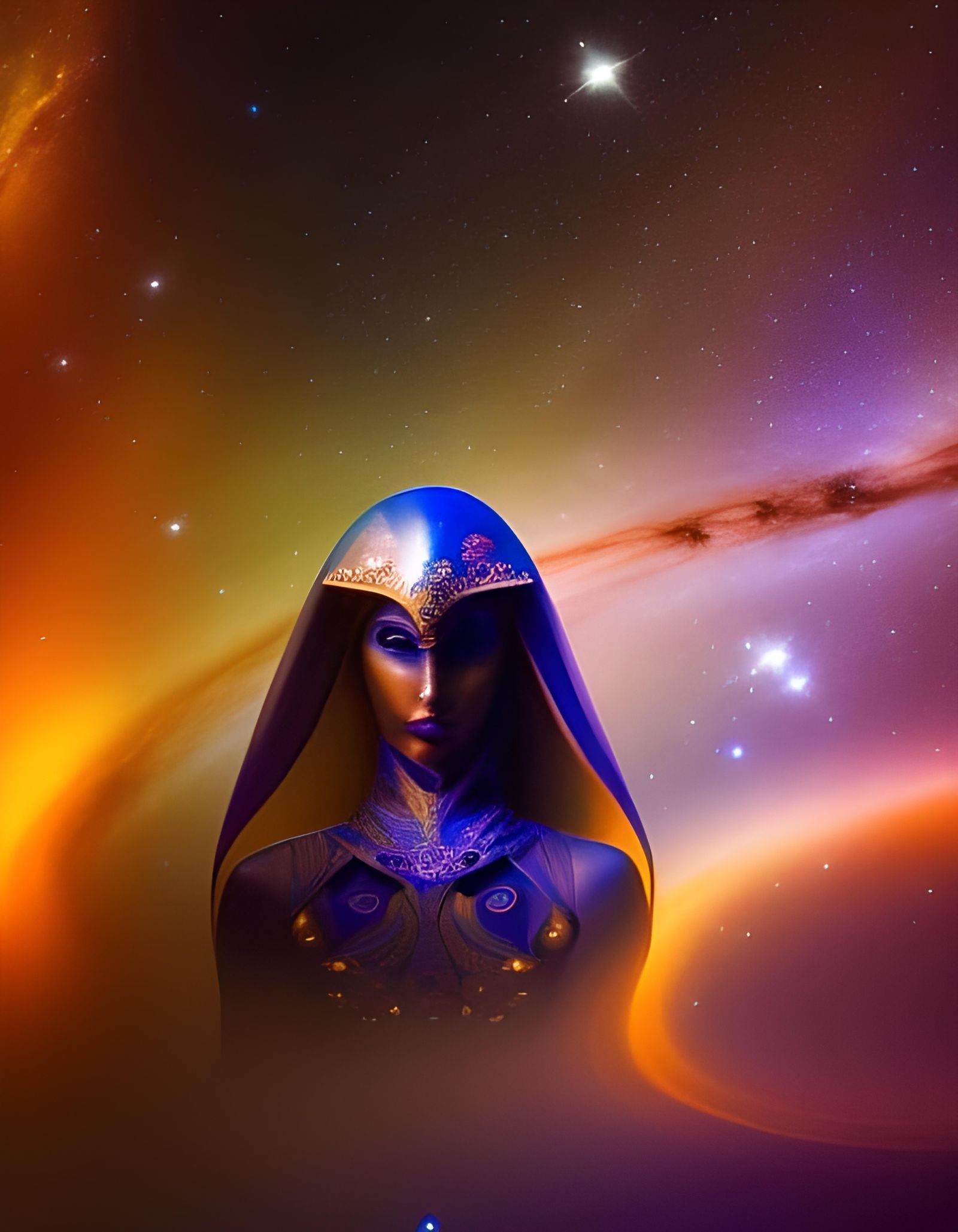 Ethereal Alien Woman in Iridescent Art Nouveau Style