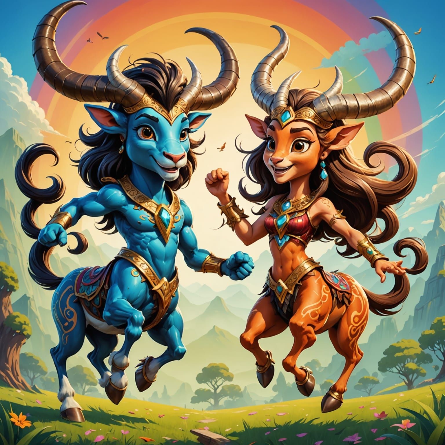 Majestic Cartoon Couple in Airbrush Art