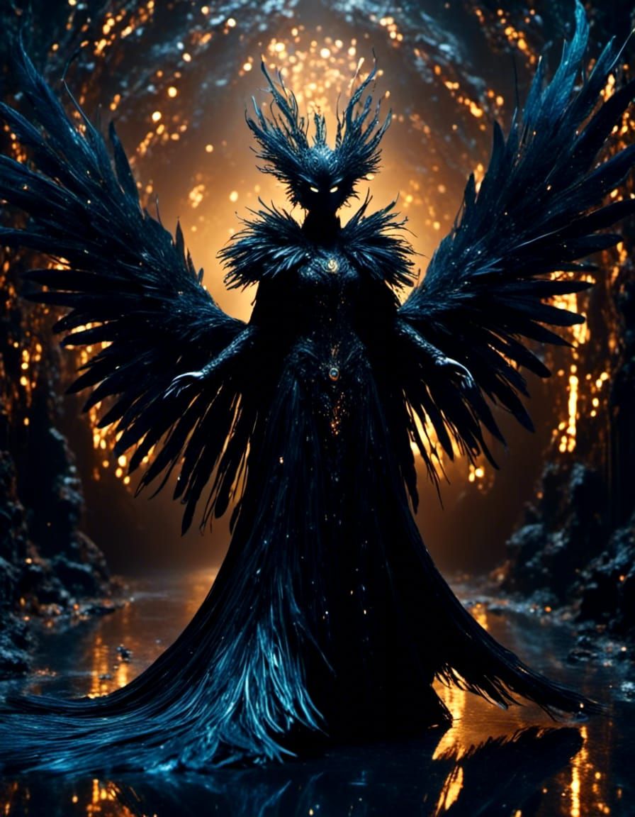 Black Prince in Biomechanical Setting with Phoenix Feather P...