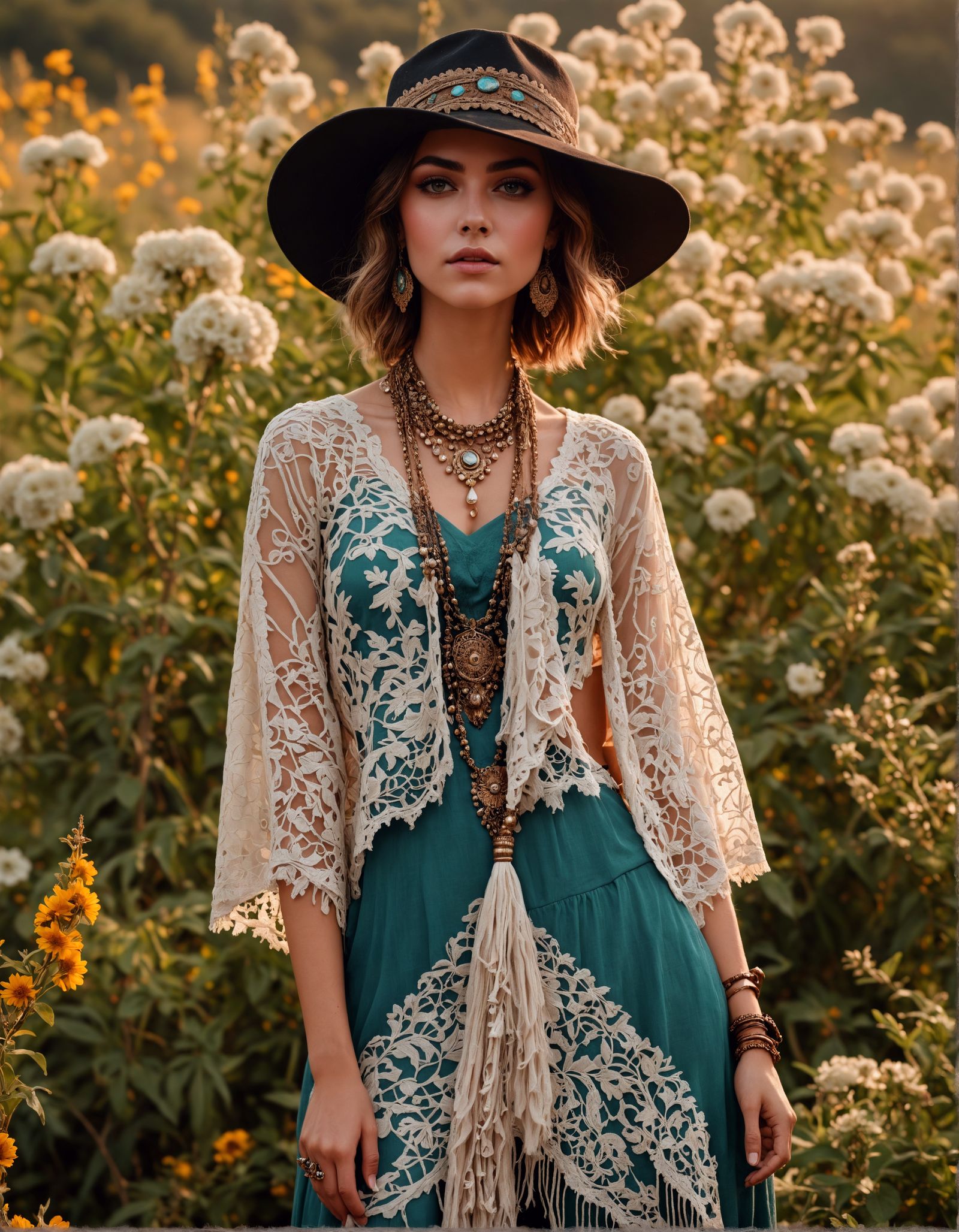 Bohemian Goddess in Vibrant Meadow
