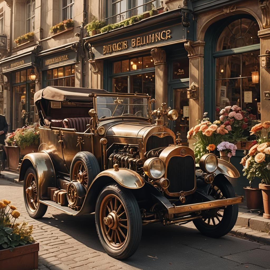 Steampunk Car at Vintage French Flowershop