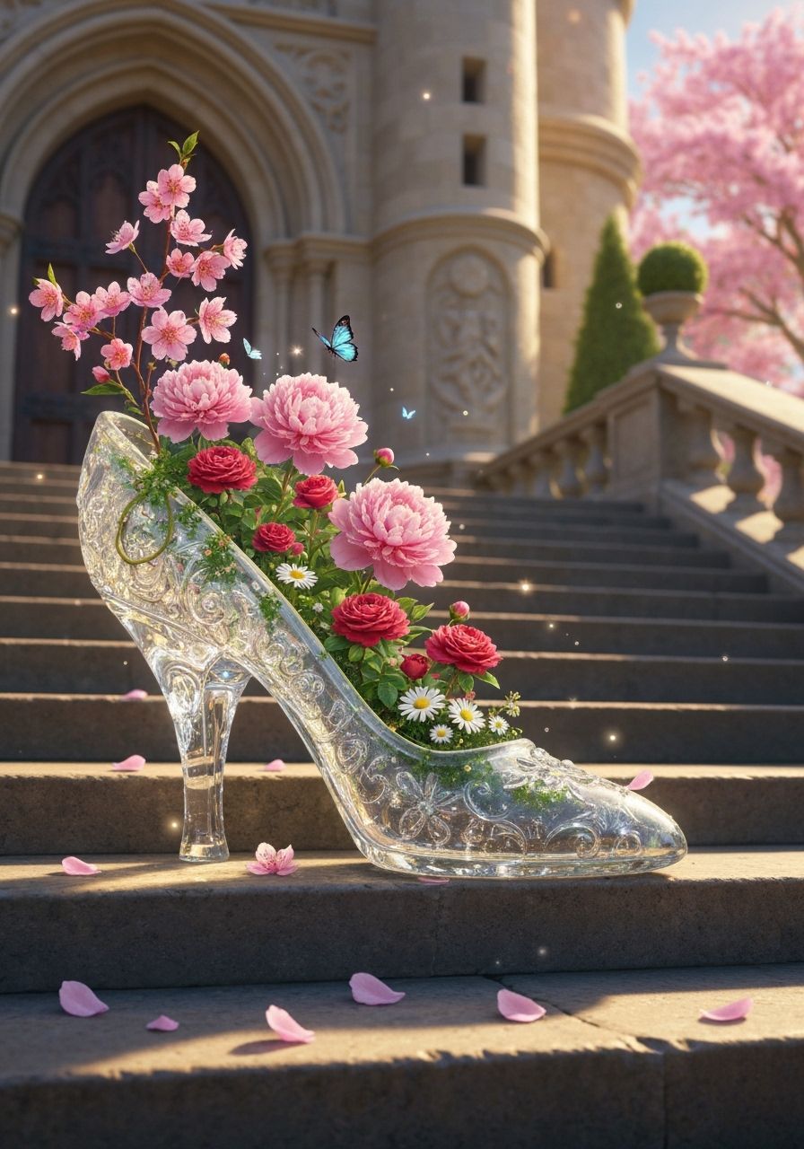 Cinderella's Slipper with Blossoming Garden