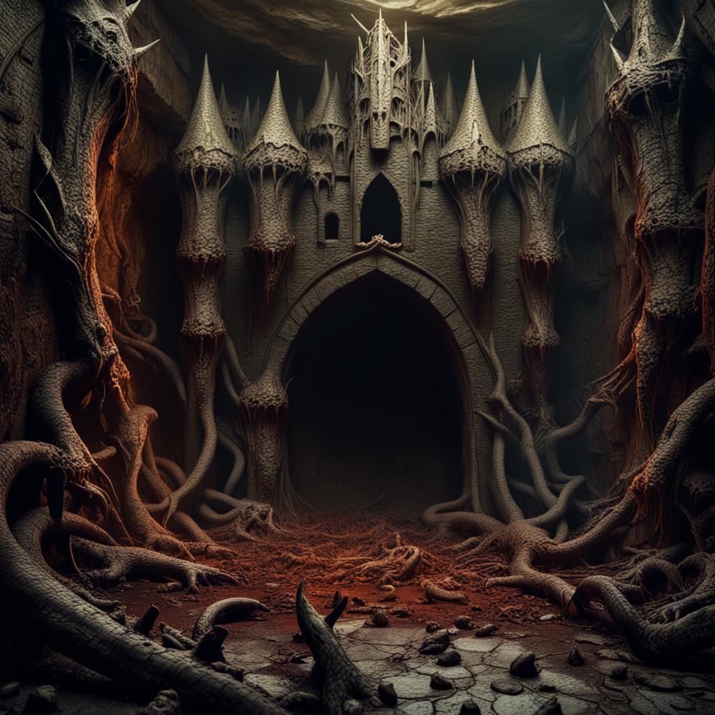 Disturbing Orcs Crawling in Underground Castle: Horror CGI