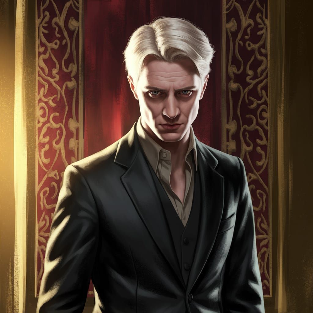 Draco Malfoy in a Dimly Lit Room