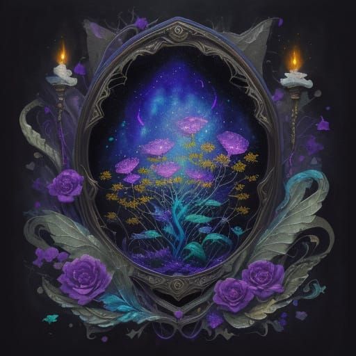 Abstract Bioluminescent Landscape in Gouache and Watercolor