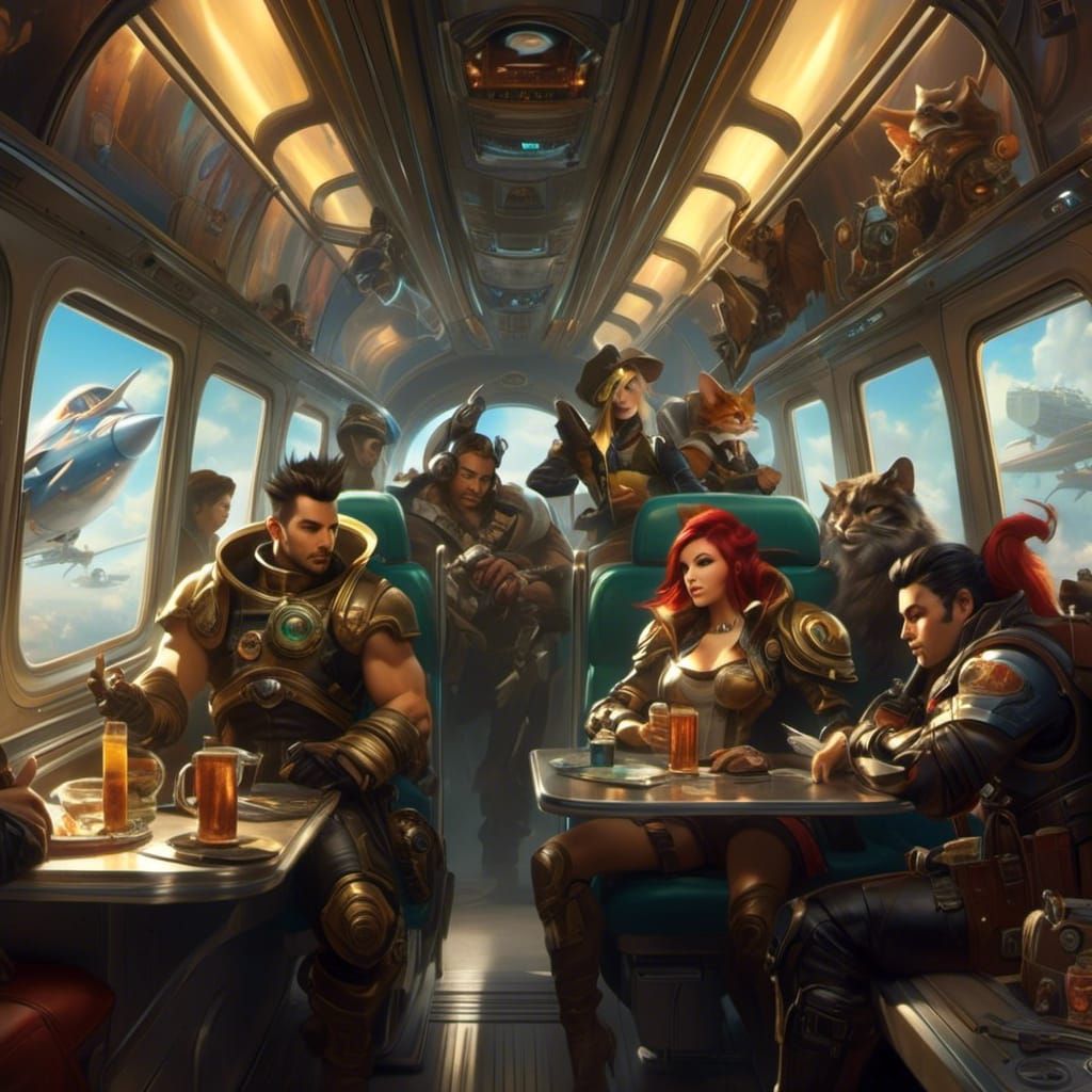 Fantasy Art Portrait: People on an Airplane