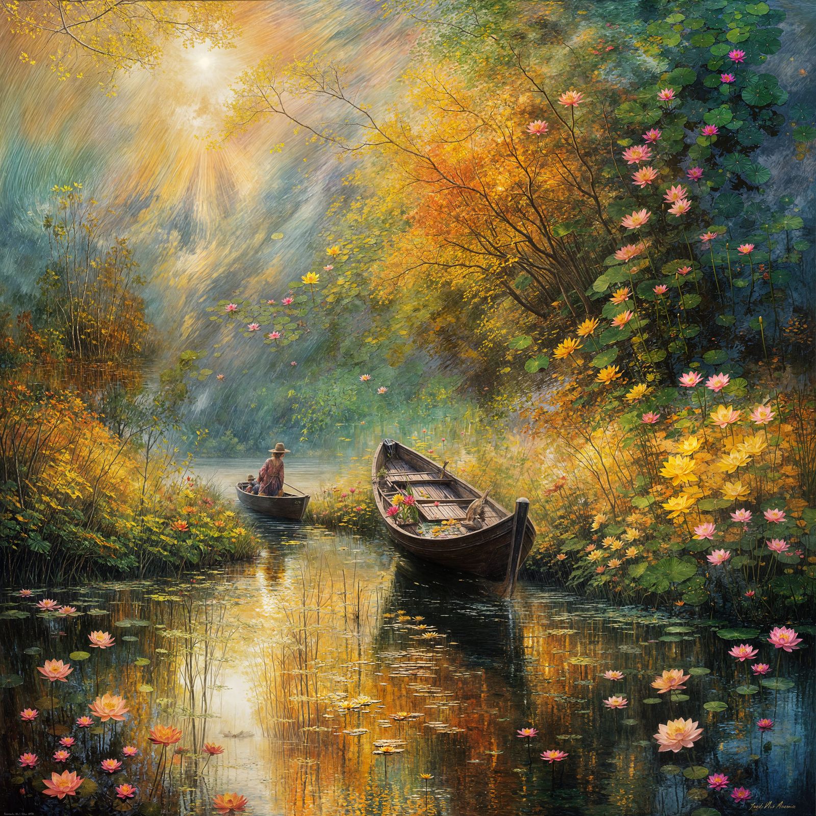 Colorful Autumn Landscape Painting in Romanticism Style