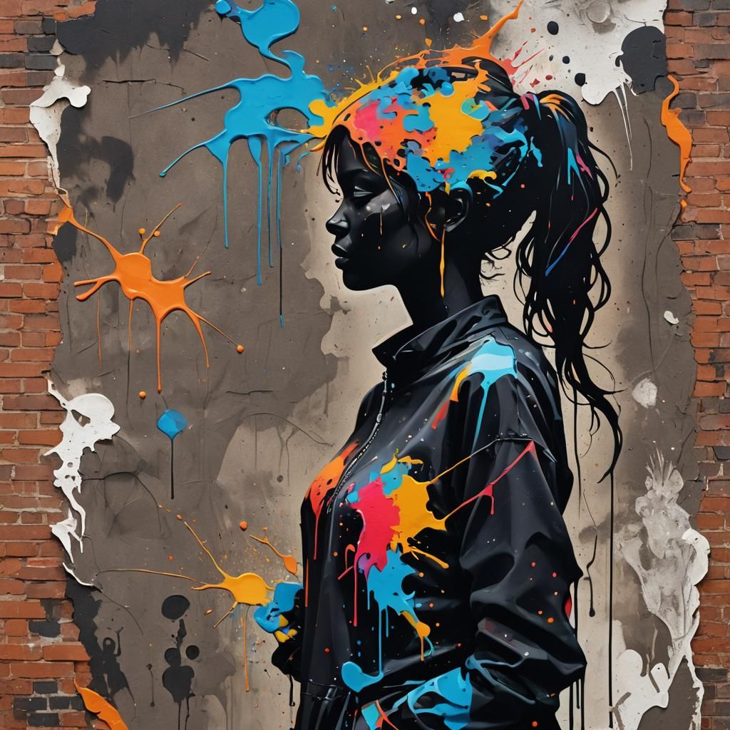 Vibrant Earth Silhouette in Street Art Style