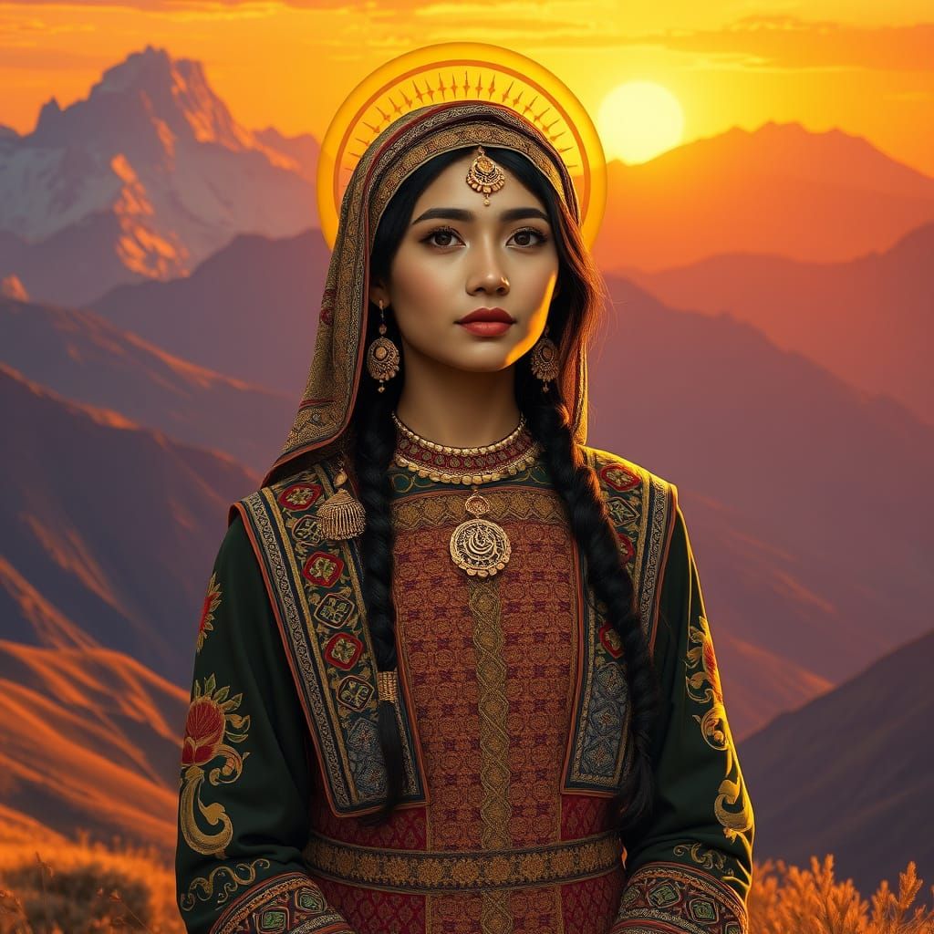 Afghan Woman in Art Nouveau Style