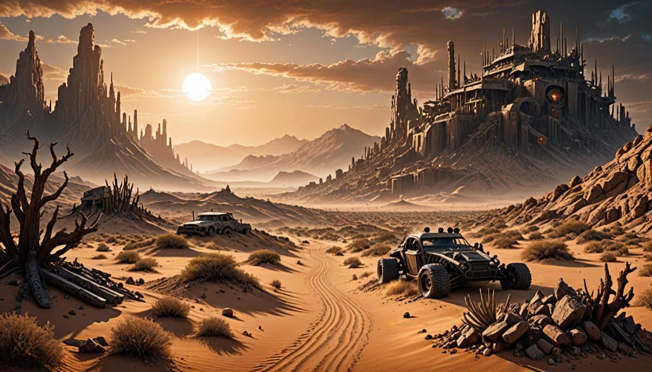 Hyperrealistic Post Apocalyptic Desert Masterpiece