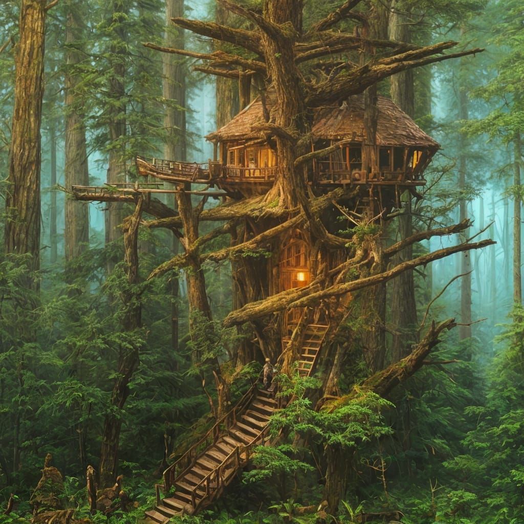 Ewok Village on Endor as Oil Painting