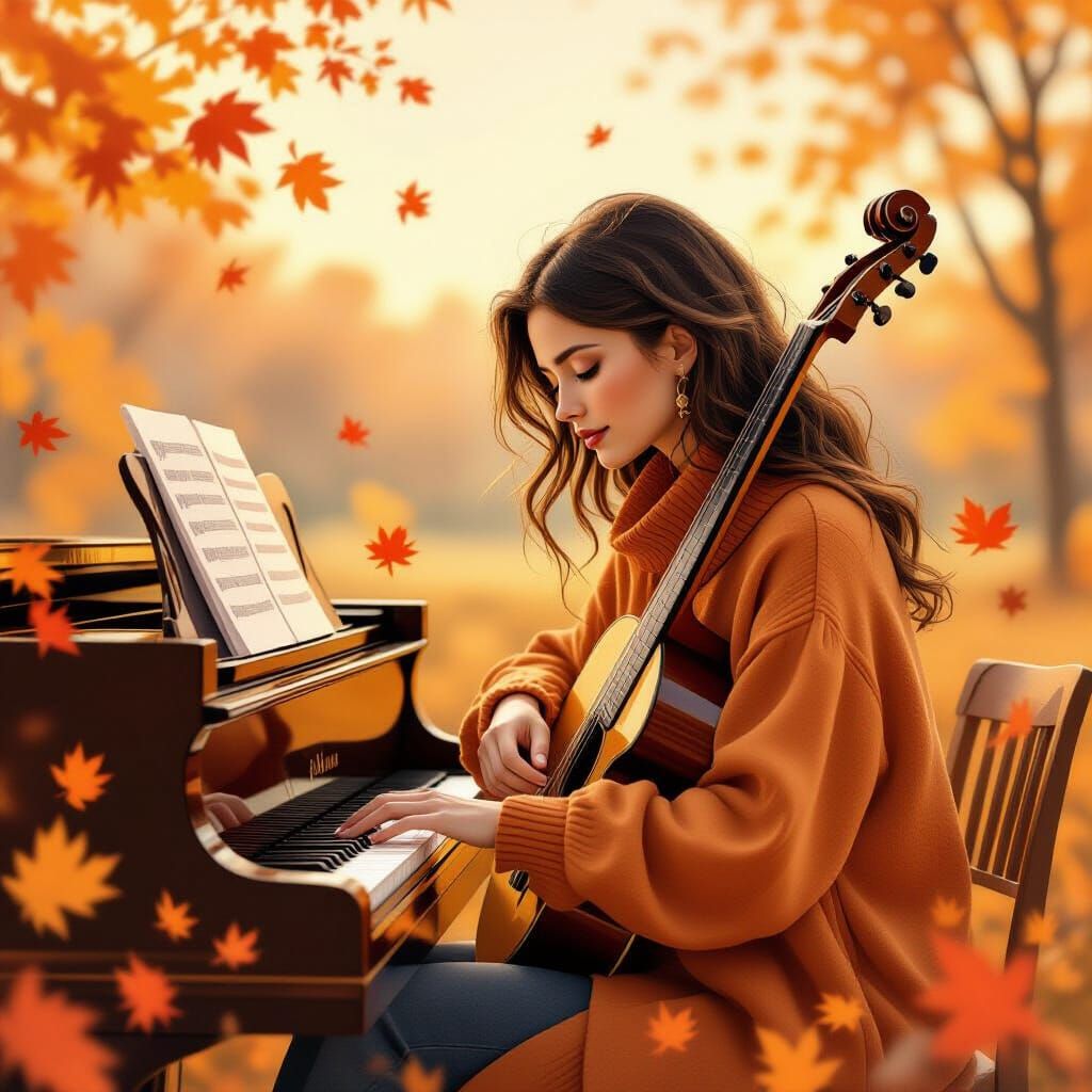Dreamy Autumn Soundscape with Piano and Guitar