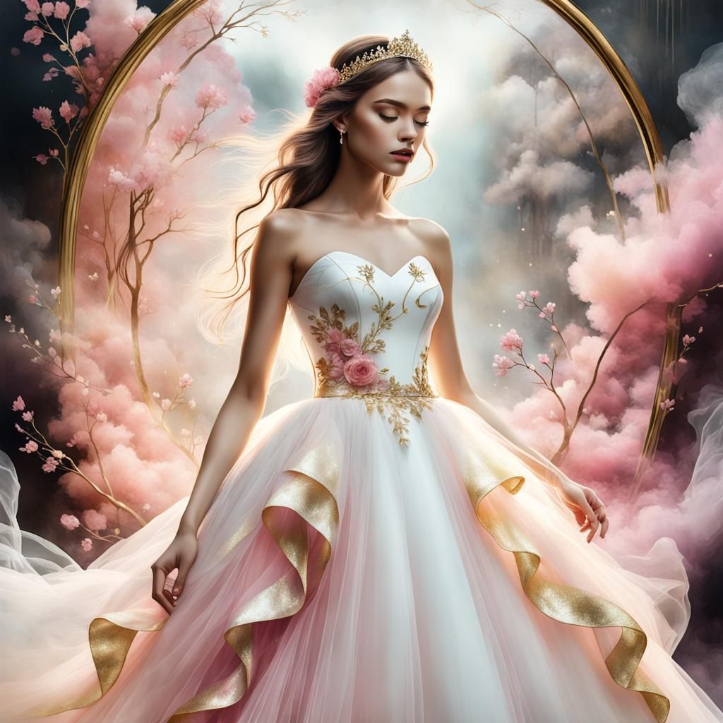 Luxury Fantasy Double Exposure with White Tulle