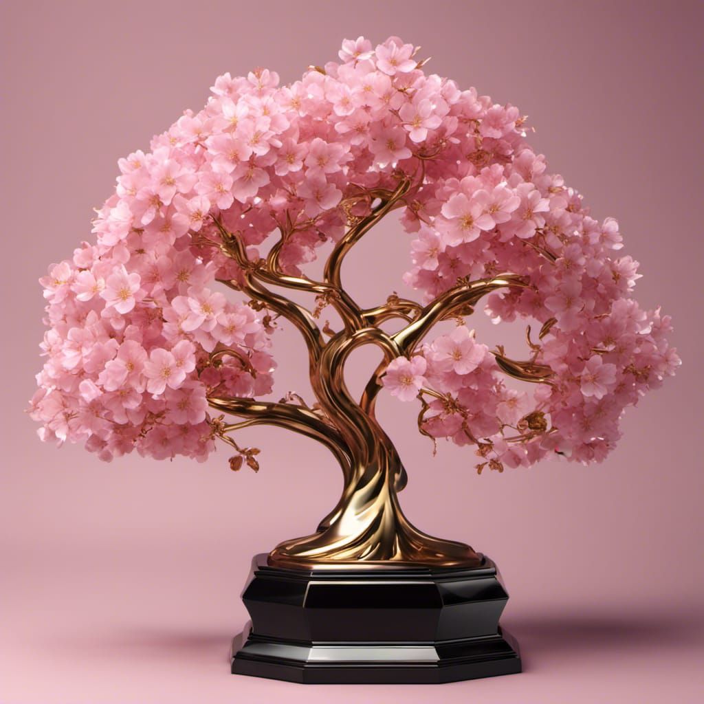 rose quartz gem crystal cherry blossom tree Trophy