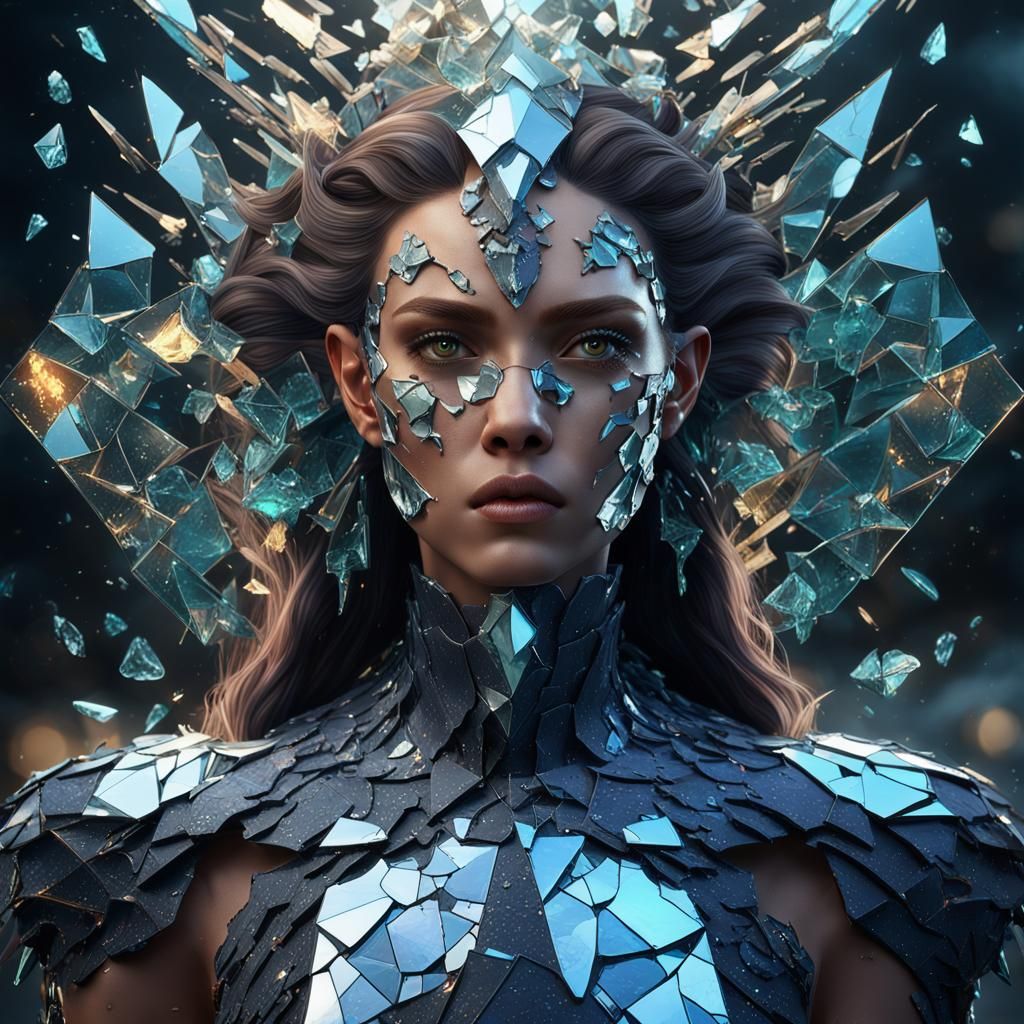 Shattered Glass Goddess Portrait in Detailed Matte Painting